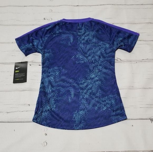 NIKE Girl's Dri-Fit Top Shirt Blue - Picture 3 of 7